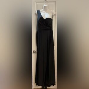 One-Shoulder Black Evening Gown